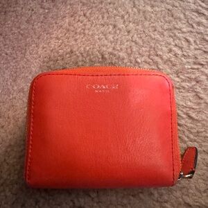 Coach Red Leather Zip Wallet